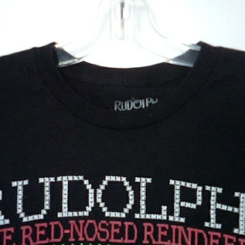 Rudolph the Red Nosed Reindeer black Christmas t-shirt - Picture 5 of 5
